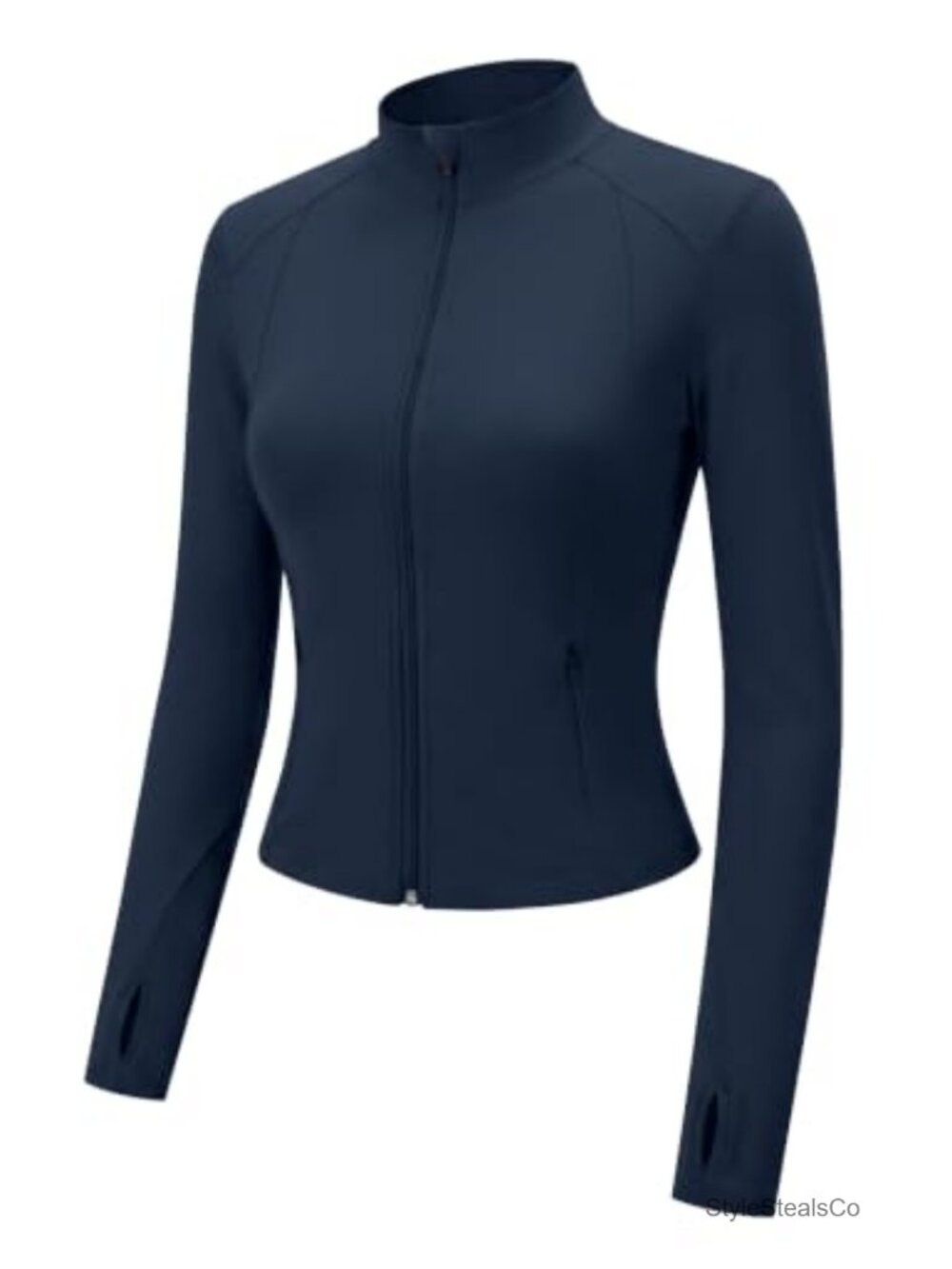 LOMON Women's Cropped Zip-Up Athletic Jacket with Thumbholes
